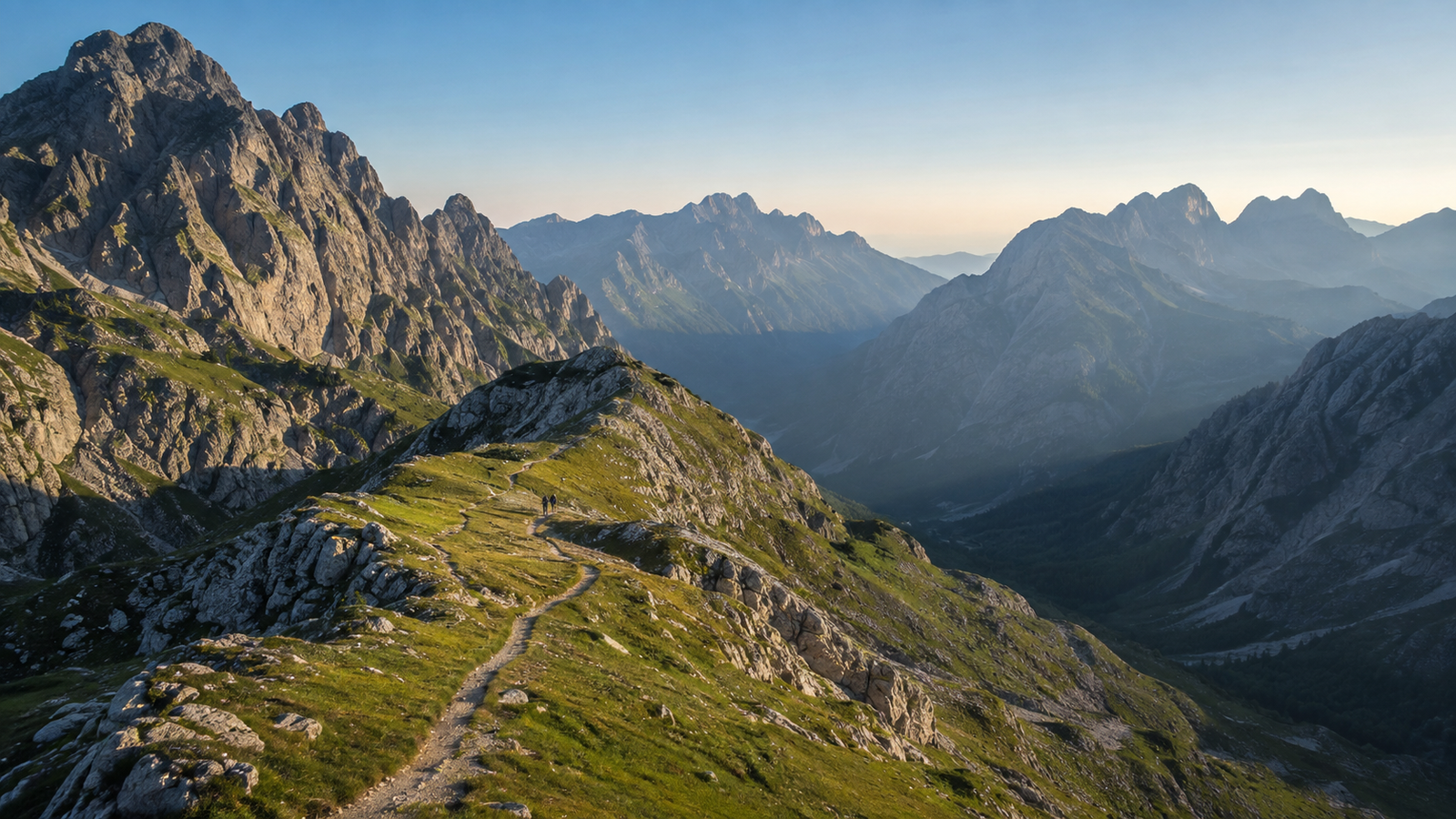 High mountain trail across the Albanian Alps