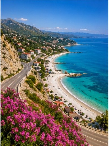 Coastal road along the Albanian Riviera