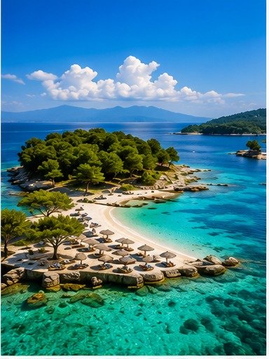Ksamil coastline and turquoise water